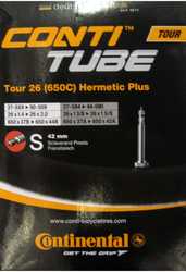 Slang Continental Tour 26 [650C] Hermetic Plus 37/47-559/590 racerventil 42 mm från Continental