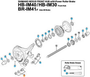 Stoppmutter Shimano Nexus framnav med rullbroms från Shimano